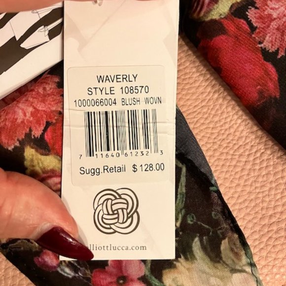 NWT! ELLIOTT LUCCA -Vegan Leather Woven Tote -"Blush Woven"-13"Hx20"Wx8"D +SCARF - Picture 7 of 16